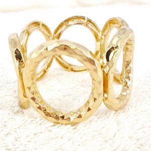 Banana Republic Circles Stretch Bracelet Hammered Gold Tone 6.75" NWT Perfect